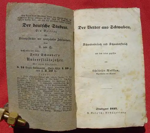 (1039565) Der Vetter aus Schwaben. Schwabenstreiche. Von Nefflein, Marbach, 1837 Verlag Balz, Stuttgart