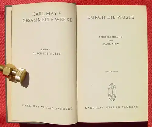 () Karl May, # 1 "Durch die Wueste". Karl-May-Verlag Bamberg, 1952