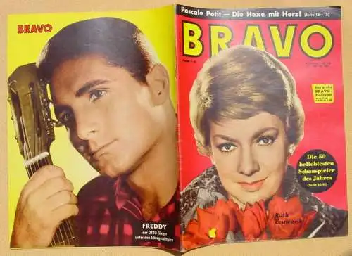 NEU : Versandkosten ab Euro 3,00 / BRD. (intern 1006789) BRAVO Magazin 1960 / Nr. 10. Original, komplett, wirklich sehr gut erhalten. BRAVO-Star-Schnitt Nr. 11 von Elvis Presley in Lebensgröße. Rückseite Freddy Quinn. 