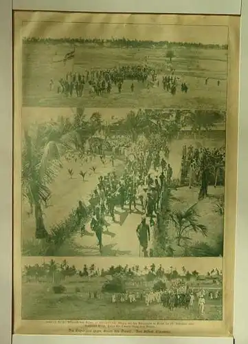 () Alter Fotodruck. "Die Expedition gegen Hasan bin Omari". Kilwa 1895. Kolonien ?