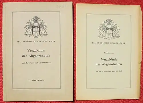 Hamburger Buergerschaft. Verz. Abgeordnete 1954. 48 S. ()