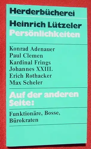 Konrad Adenauer, u.a.  v. H. Luetzeler. 160 S., Ausgabe 1978 (0370145)