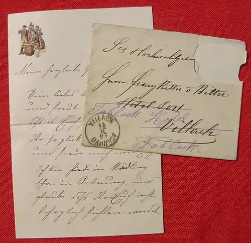 Huebscher Brief v. 1887 mit farbigem Praegedruck-Bildchen, ungarisches Motiv (1038357)