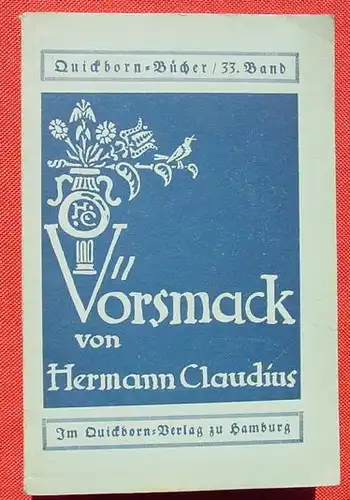 () "Voersmack - Oles un Nies" Claudius. Quickborn-verlag, Hamburg 1926