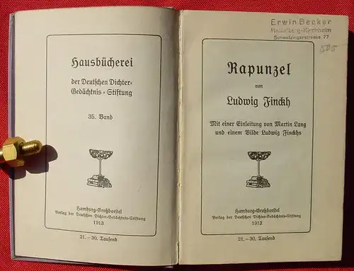 (0100051) Finckh "Rapunzel". Hausbuecherei. Dichter-Gedaechtnis-Stiftung 1913 Hamburg