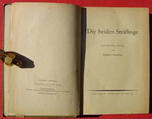 (0100059) Gerstaecker "Die beiden Straeflinge". 294 S., Antaeus, Luebeck 1949