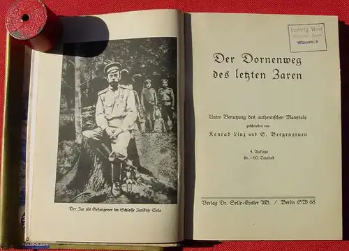 () Linz, Bergengruen "Der Dornenweg des letzten Zaren" Berlin 1931, 128 S.,