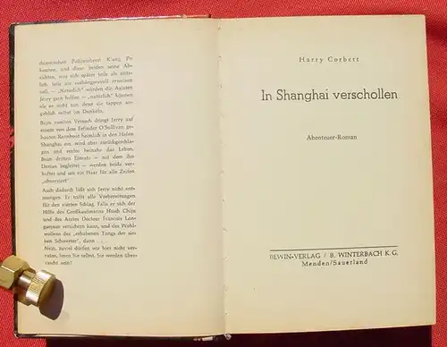 () Corbett  "In Shanghai verschollen". Abenteuer. 256 S., Bewin, Winterbach. Menden