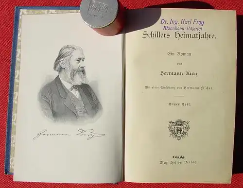 (0100213) Kurz "Schillers Heimatjahre". 590 S., Verlag Max Hesse, Leipzig um 1905