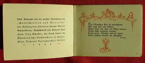 (1005419) Hoermann "Materln und Grabschriften". Viele kleine Abbildungen. 1936 Verlag Richter, Erfurt