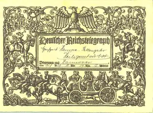 (1038514) Deutsches Reich. Huebsches Schmuck-Telegramm von 1929