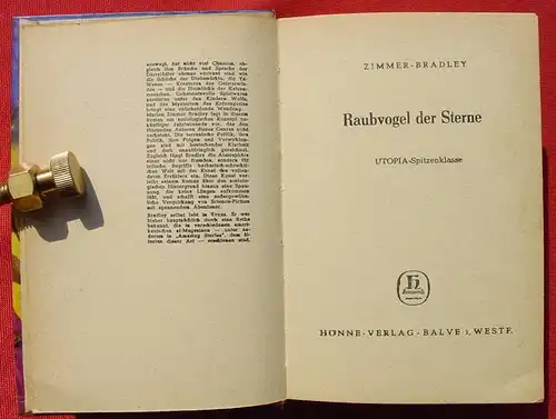 () Zimmer-Bradley 'Raubvogel der Sterne'. UTOPIA-Spitzenklasse. 254 S., Hoenne-Verlag, 1. A., Balve