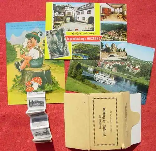! Neu : Versandkosten ab Euro 2,20 () Dilsberg bei Heidelberg, Neckartal, Baden  Drei Ansichtskarten / Postkarten und 1 kleine Bildermappe / Leporello mit 12 Ansichten von Dilsberg und Umgebung.