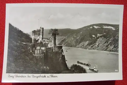 (1038547) Ansichtskarte Burg Rheinstein bei Bingen am Rhein. Echte Foto-Postkarte
