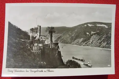 () Ansichtskarte Burg Rheinstein bei Bingen am Rhein. Echte Foto-Postkarte