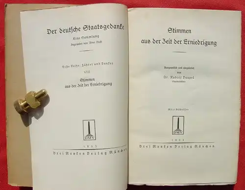 () "Stimmen aus der Zeit der Erniedrigung" (1806-1812). 272 S., 1923 Muenchen