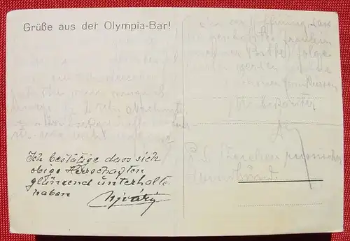 (1038569) Postkarte. Einladung in die Olympia-Bar. Leitung Karl Ujvary. Klavier Theo Wottitz