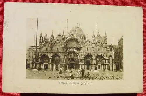 () Postkarte. Venezia - Chiesa S. Marco. Stempel von 1910, Marke abgeloest