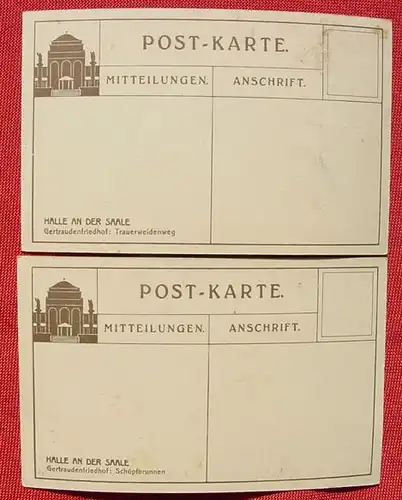 () Zwei Postkarten. Halle a. d. Saale. Gertraudenfriedhof