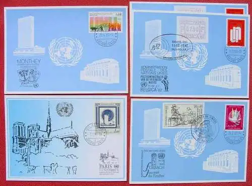 Neu : Versandkosten ab Euro 1,60 () United Nations Genf. Blaue Karten. 5 Stück (1 x doppelt). TOP Zustand ! Neben den Genf-Stempeln zum Teil weitere Sonderstempel.