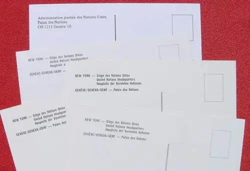Neu : Versandkosten ab Euro 1,60 () United Nations Genf. Blaue Karten. 5 Stück (1 x doppelt). TOP Zustand ! Neben den Genf-Stempeln zum Teil weitere Sonderstempel.
