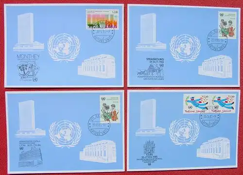 (1038624) United Nations Genf. Blaue Karten. 8 Stueck. TOP Zustand !