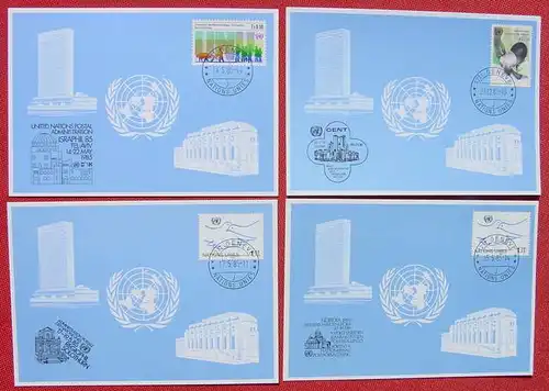 (1038624) United Nations Genf. Blaue Karten. 8 Stueck. TOP Zustand !