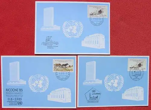 (1038625) United Nations Genf. Blaue Karten. 7 Stueck. TOP Zustand !