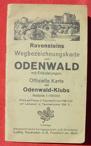 () "Erlaeuterungen zur Odenwaldkarte". 64 S., Odenwald-Klub. Ravenstein 1932