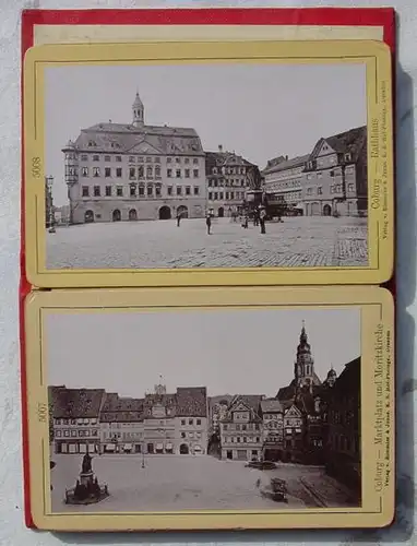 () Album / Leporello von Coburg, um 1880 ? 12 kleine Fotos auf Karton