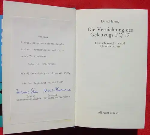 (0350663) Irving "Die Vernichtung des Geleitzugs PQ 17". 432 S., 1. Auflage, Hamburg 1982