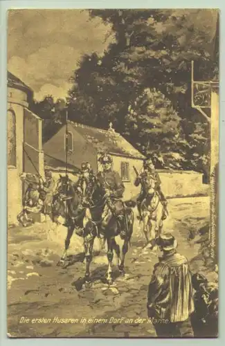 (1025703) Ansichtskarte. WK I. Husaren an der Marne. 1. Weltkrieg. Beschrieben 1914