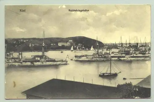 (1015813) Original Postkarte "Kiel Reichskriegshafen".  1915 Feldpostkarte. Marinestempel