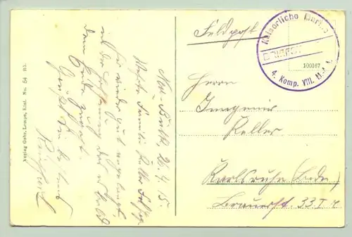 (1015813) Original Postkarte "Kiel Reichskriegshafen".  1915 Feldpostkarte. Marinestempel