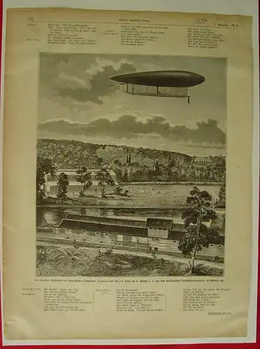 () Bild : Luftballon der franzoesischen Hauptleute Renard und Krebs, 1884 ?