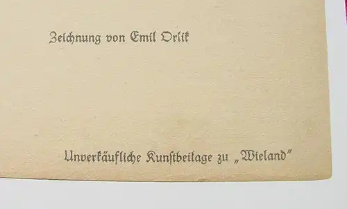 () Kunstblatt : 'Richard Dehmel'. Zeichnung von Emil Orlik, um 1915