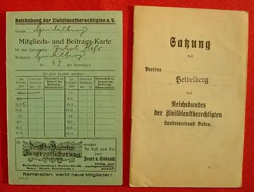 (1011700) Reichsbund Zivildienstberechtigte. Satzung. Heidelberg. Landesverband Baden
