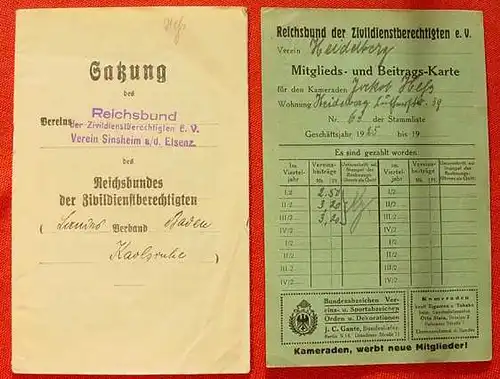 (1011701) Reichsbund Zivildienstberechtigte. Satzung. Sinsheim/ E., Landesverband Baden