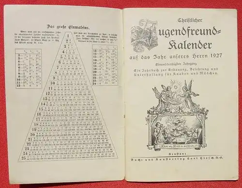 () "Christlicher Jugendfreund-Kalender auf das Jahr 1927". 64 S., Verlag Hirsch, Konstanz