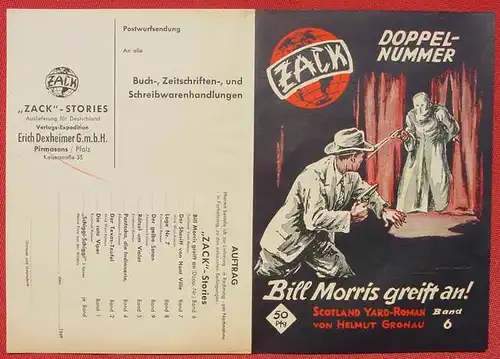 () Werbeblatt 1949. ZACK Kriminal-u. Abenteuer-Romanhefte. Dexheimer, Pirmasens