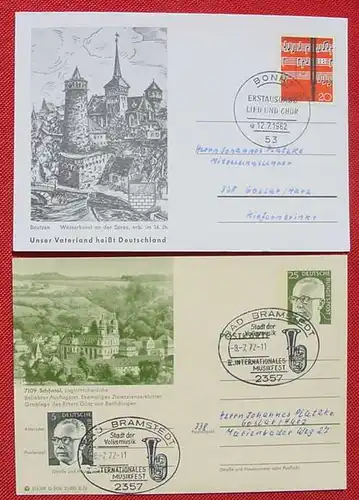 (1042016) 5 Postkarten mit Sonderstempeln Musik / Gesang / Lied, 1961 - 1972