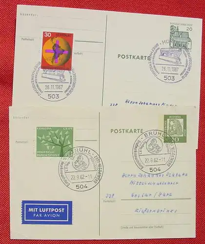 () 6 Postkarten mit Sonderstempeln Philatelie / Briefmarken, 1962 - 1969