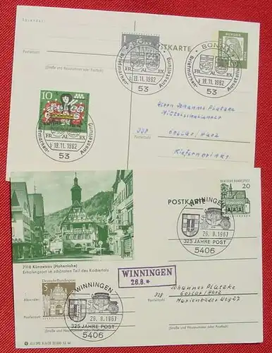 () 6 Postkarten mit Sonderstempeln Philatelie / Briefmarken, 1962 - 1969