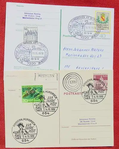 () 6 Postkarten mit Sonderstempeln Philatelie / Briefmarken, 1961 - 1978