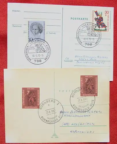 () 6 Postkarten mit Sonderstempeln Philatelie / Briefmarken, 1961 - 1978
