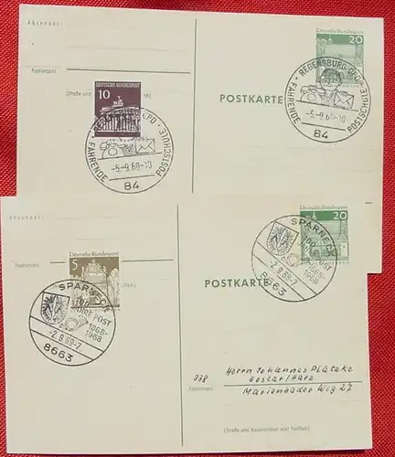 (1042019) 6 Postkarten mit Sonderstempeln Philatelie, Post, Briefmarken, 1961 - 1968