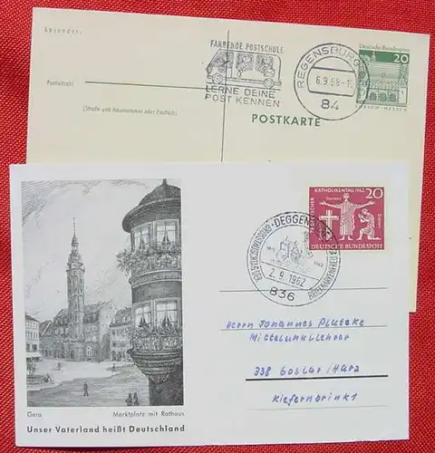 (1042019) 6 Postkarten mit Sonderstempeln Philatelie, Post, Briefmarken, 1961 - 1968