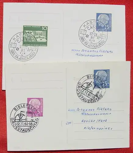 (1042021) 6 Postkarten mit Sonderstempeln Philatelie, Post, Briefmarken, 1961 - 1964