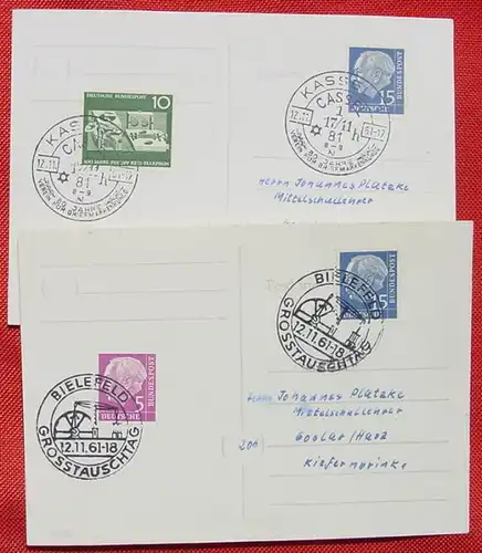 () 6 Postkarten mit Sonderstempeln Philatelie, Post, Briefmarken, 1961 - 1964