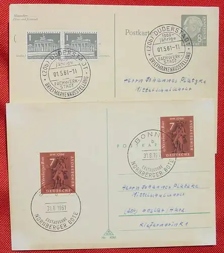 (1042021) 6 Postkarten mit Sonderstempeln Philatelie, Post, Briefmarken, 1961 - 1964